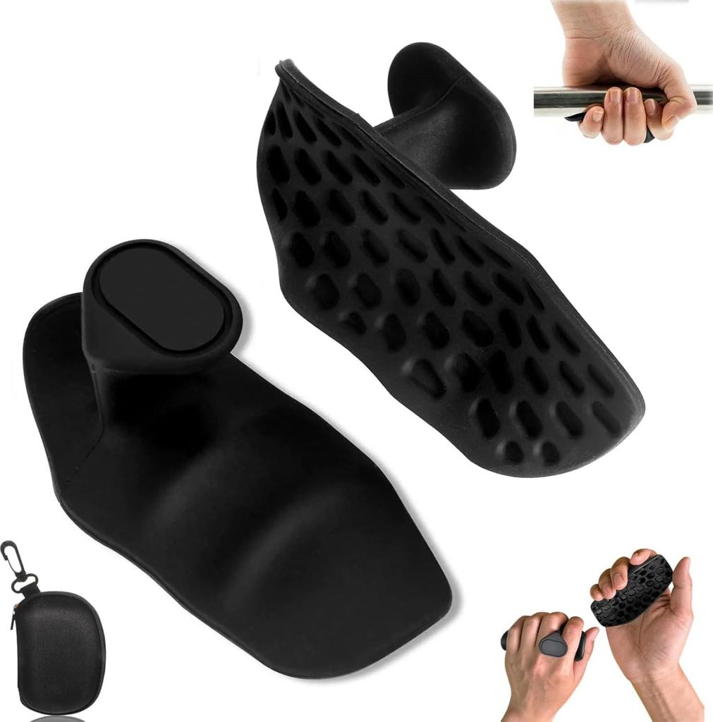 Griffhilfen für Kraftsport 2 Sets, 4 Gym Grips mit Anti-Rutsch Silikon & 2 Aufbewahrungstaschen, Trainingszubehör für Damen und Herren