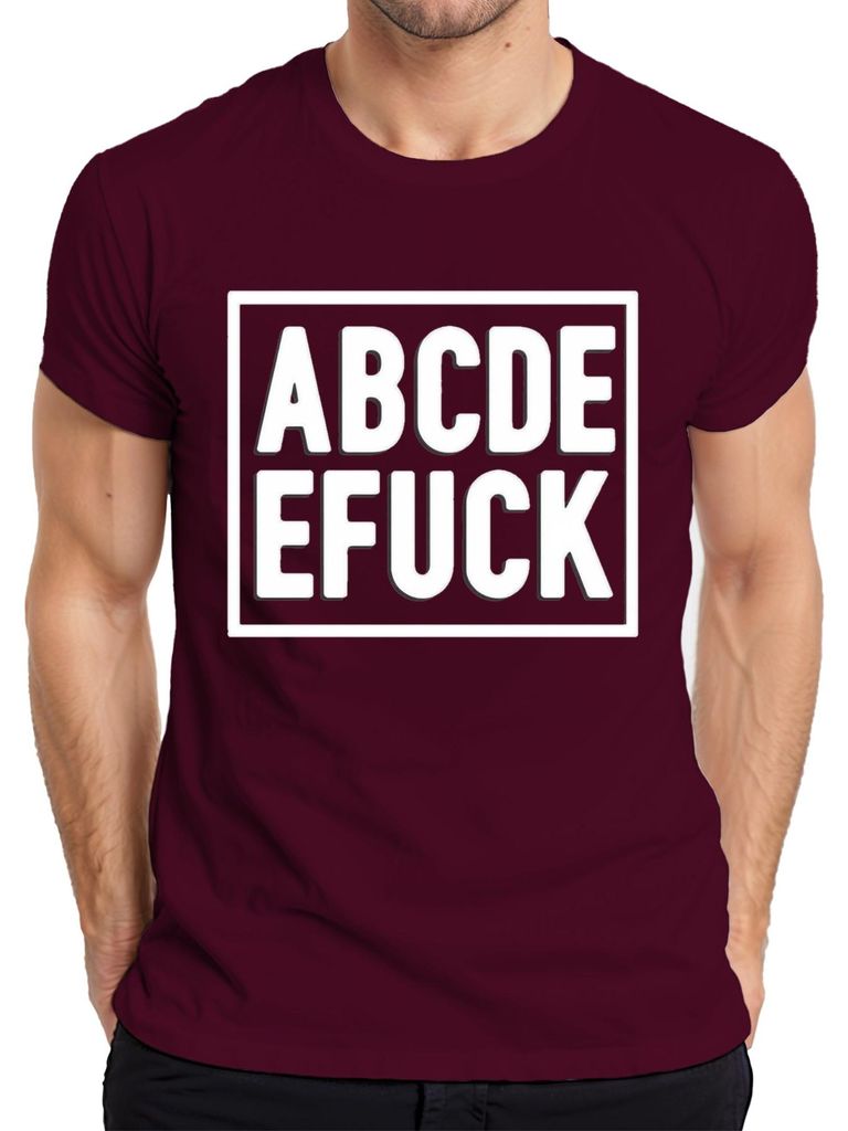 ABCDE EFUCK lustig frech Geschenk für Erwachsene Geburtstag Party Herren T-Shirt, Burgundy, XXL