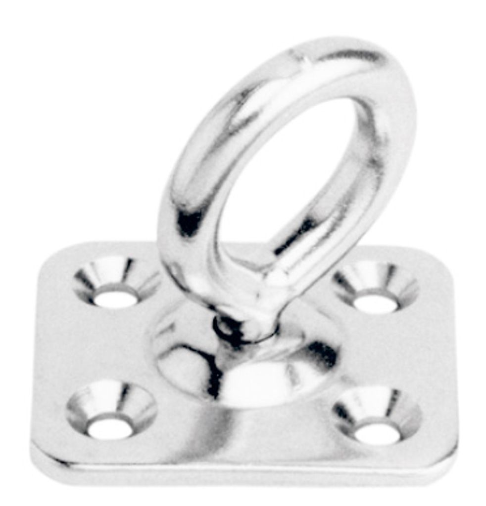 Augplatte eckig mit Wirbel, 50mm, Edelstahl A2