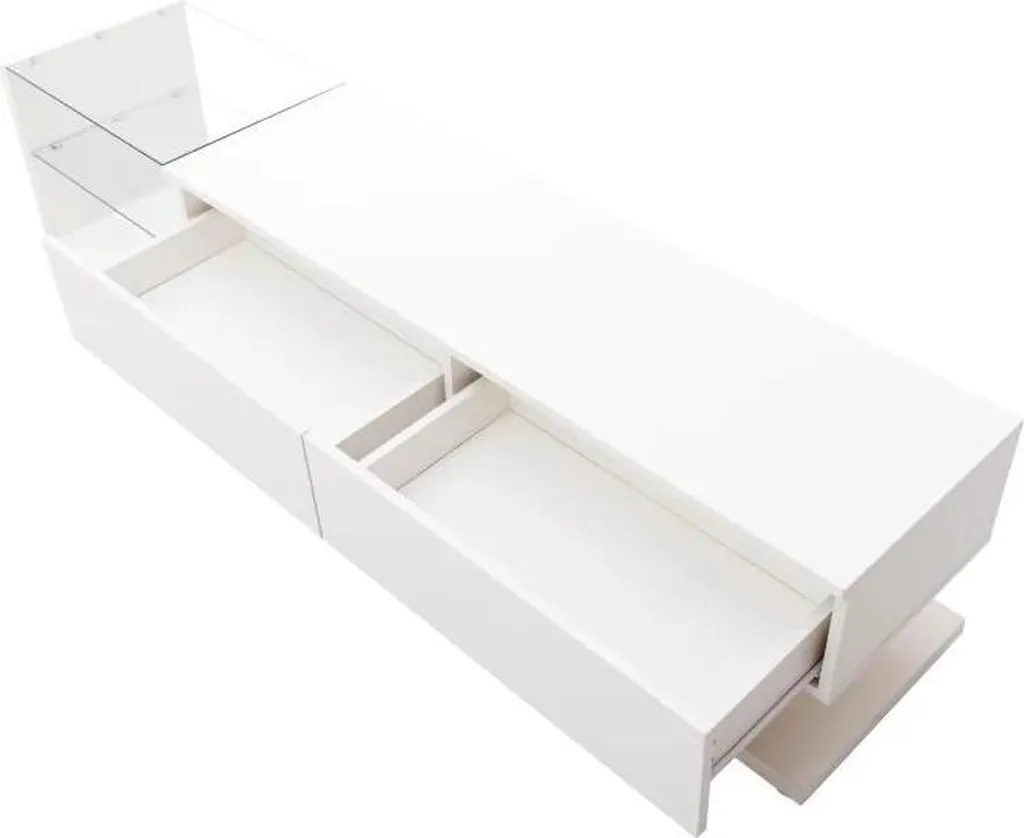 Meuble TV Suspendu Blanc 170 cm avec LED - Design Moderne Brillant