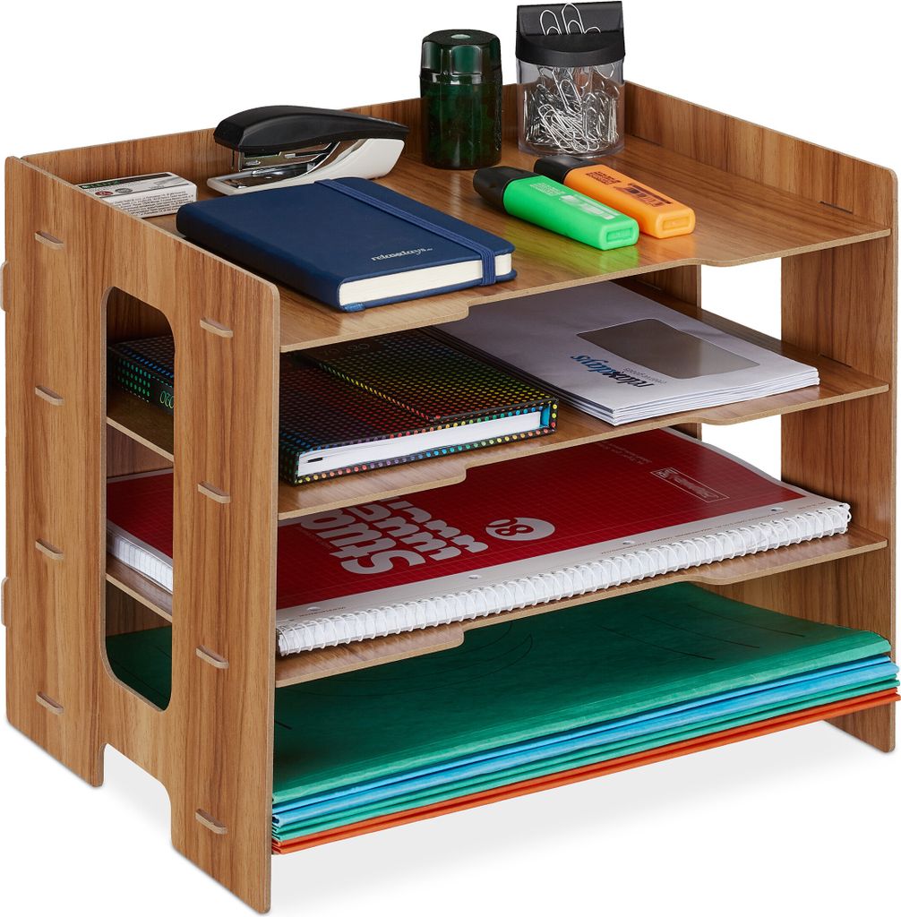 Relaxdays Briefablage, Büro Organizer aus MDF, A4 Papier, 3 Produktbild 