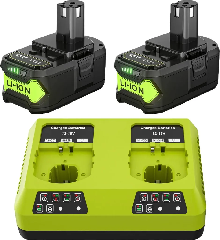 Kit 2X Batterie 6Ah 18V Li-Ion et Chargeur Pour Bricolage Intense Ryobi