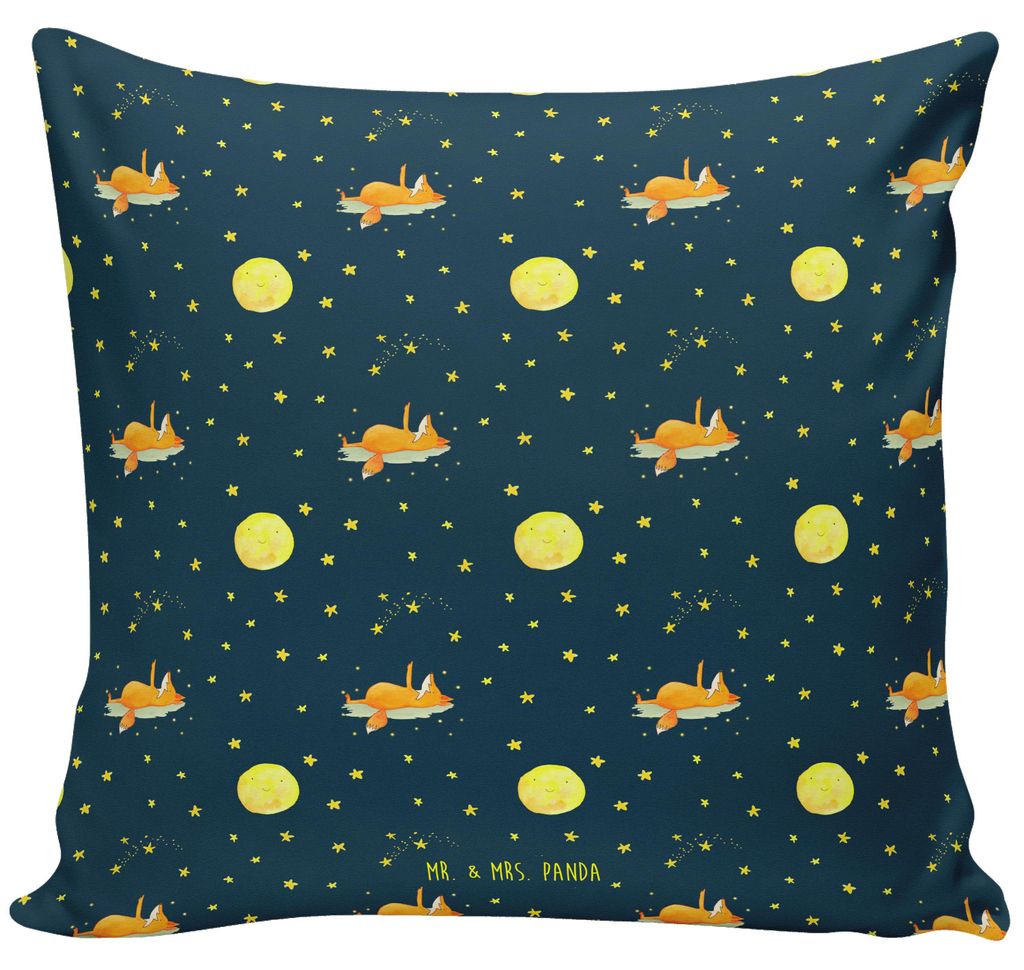 Mr. & Mrs. Panda couch kissen Fuchs Sterne - Blau - Geschenk, Kuschelkissen, 40x40, Mond, zier, Entspannt, Deko, Dekokissen, bedruckt, Sternengucke...