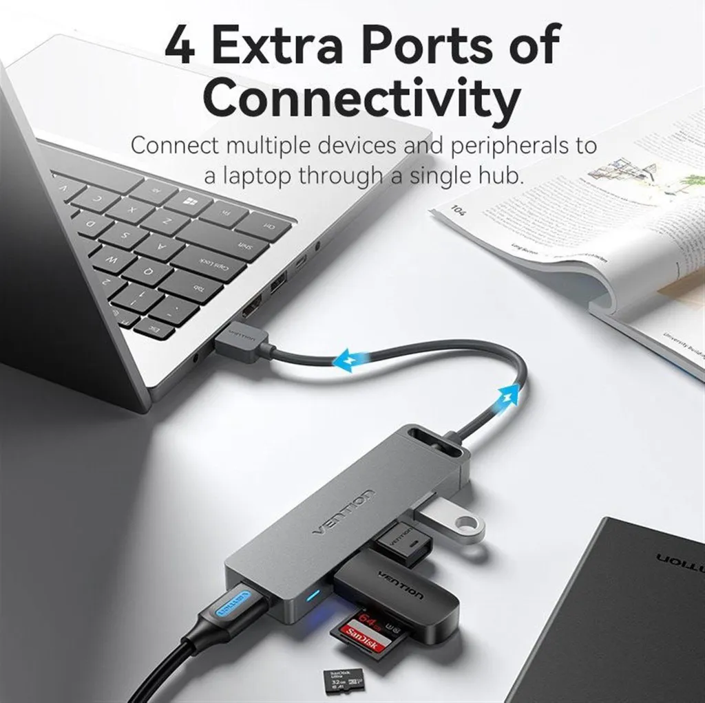 Hub USB 3.0 Vention 4 Porte 5Gbps Grigio - Recensione e Prezzo