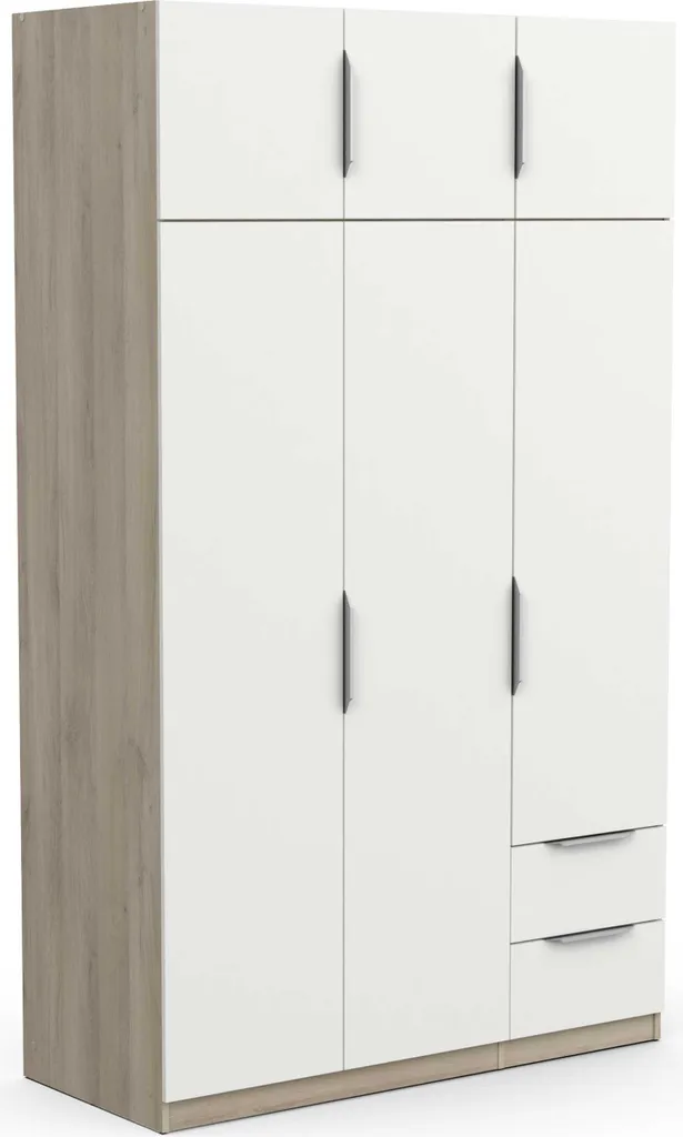 Armoire Ghost 6 portes 2 tiroirs 120cm - Rangement XL gain de place blanc