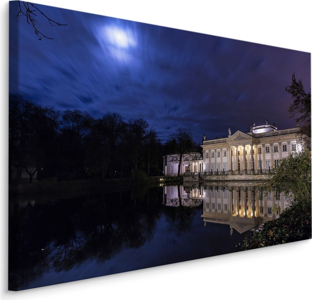 Fabelhafte Canvas LEINWAND BILDER 40x30 cm XXL Kunstdruck Warschau Palast Nacht Park