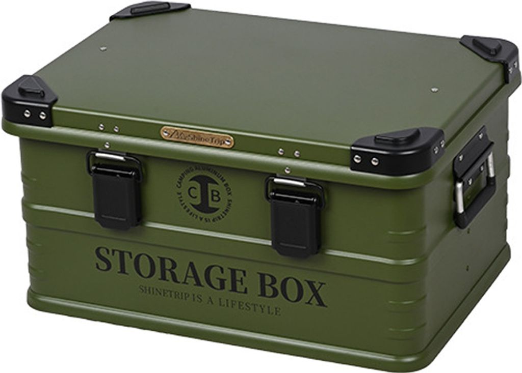 Outdoor-Aufbewahrungsbox, Aluminiumbox, Camping-Aufbewahrungsbox, Autobox, wasserdicht, 500 * 350 * 250 mm / 19,7 * 13,8 * 9,8 Zoll, Militärgrün