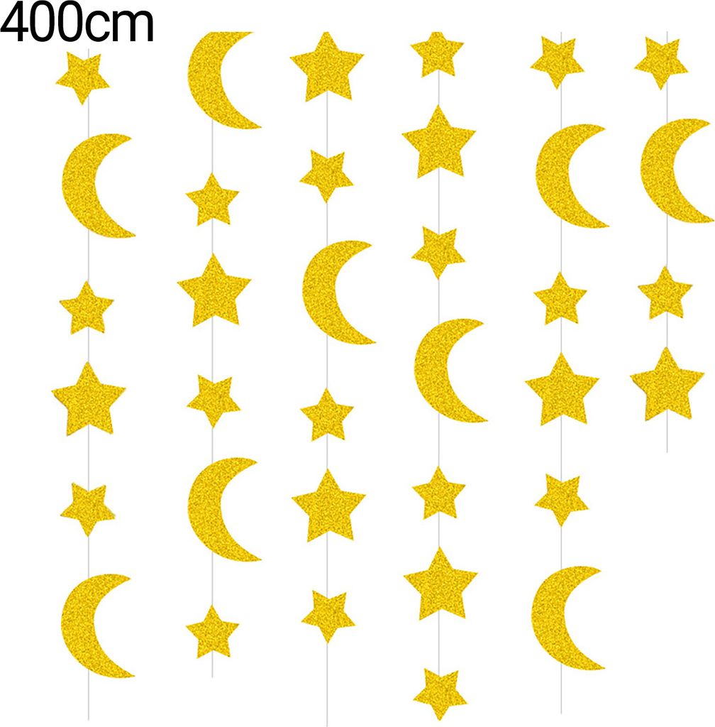 Streamer Banner Glitter Paper Crafts Party Supplies Star Moon Festival Ziehen Sie die Flagge für Party für Party-Größen:4m