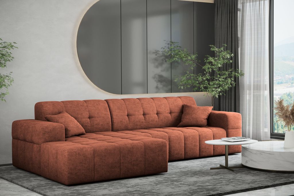 Kaiser Möbel Ecksofa Eckcouch L-Form Wohnzimmer NIMES stilvol viele farben Stoff Perfect Harmony Links Kupfer