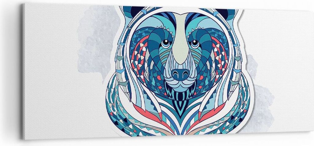 Bild auf Leinwand - Leinwandbild - Bär Illustration Traum blumig - 100x40cm - Wand Bild - Wanddeko - Leinwanddruck - Bilder - Kunstdruck - Wanddek...