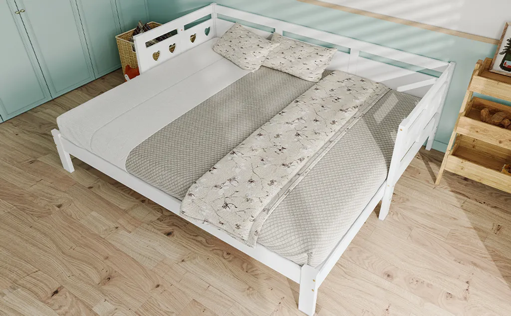 Lit d'appoint extensible blanc 90x190 cm idéal pour chambre d'amis - 14