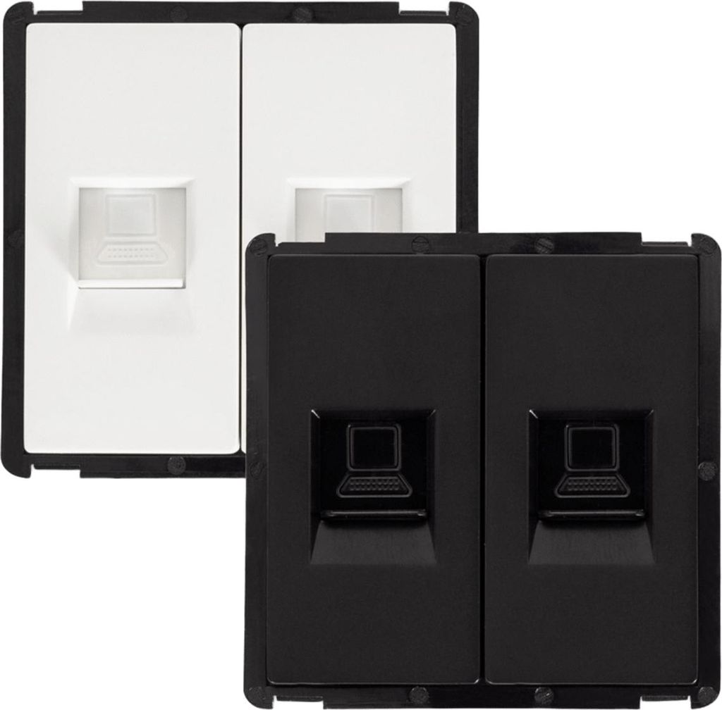 RJ45-Anschluss CAT 6 Doppelt Internet Modern Schwarz