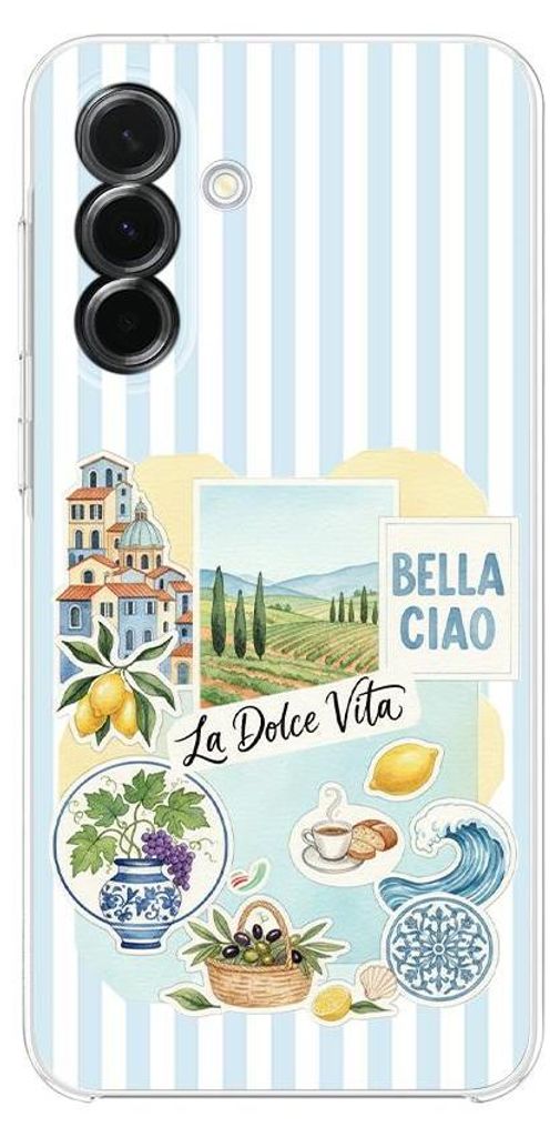 Flexible Hülle für das Samsung Galaxy A36, Kameraschutz, TPU Silikon transparent, Urlaub in Italien, italienische Spezialitäten, La Dolce Vita