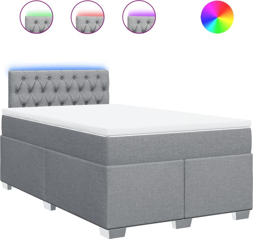 vidaXL Boxspringbett mit Matratze Hellgrau 120x200 cm Stoff