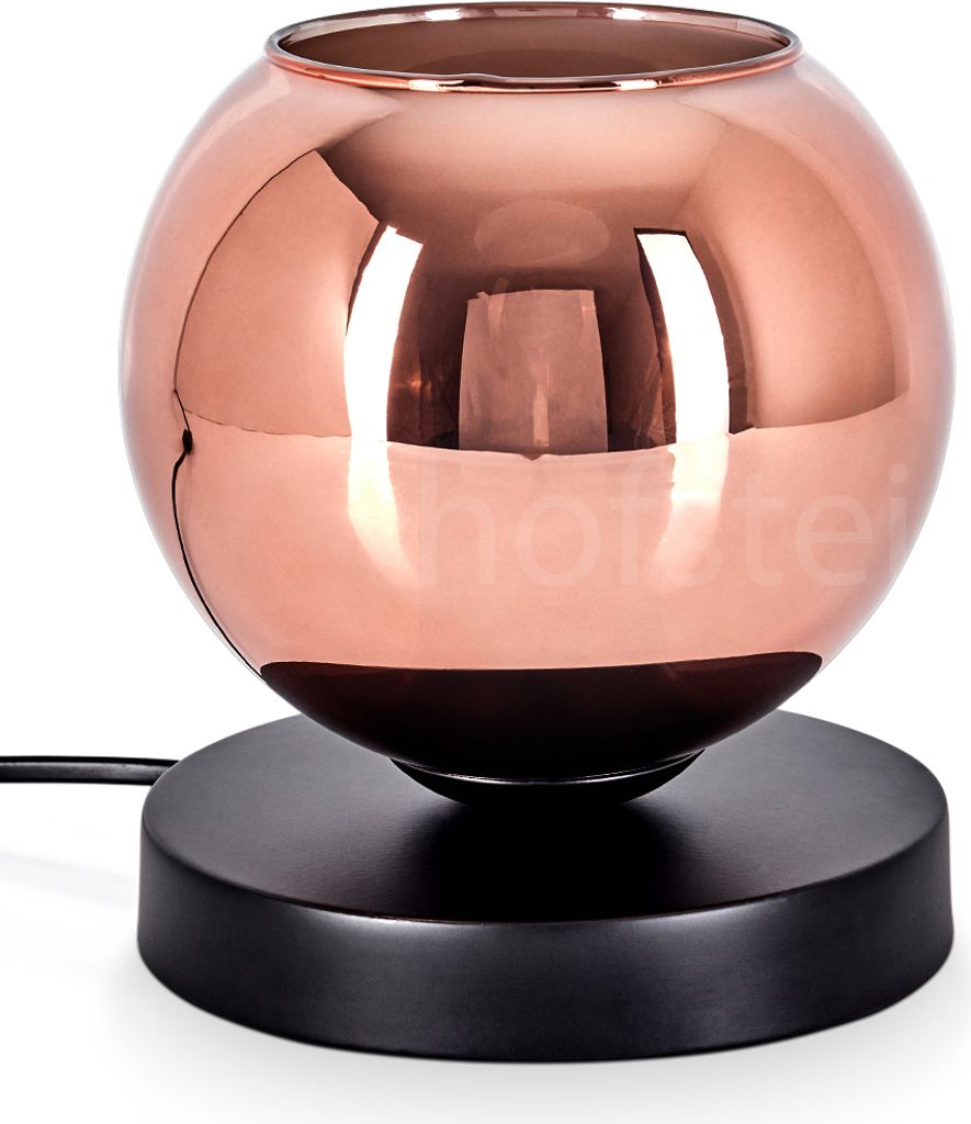Cesaro Tischlampe aus Metall/Glas in Schwarz/Kupferfarben