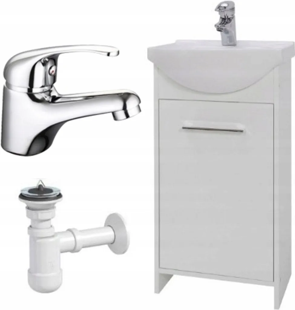 Petit Meuble de Salle de Bains 45 cm Stamar Blanc pour WC et Studio