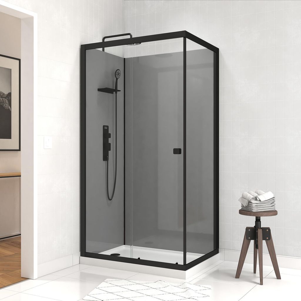 Komplettdusche 110×80×215 cm, Duschtasse, Gleittüren, 5 mm Produktbild 