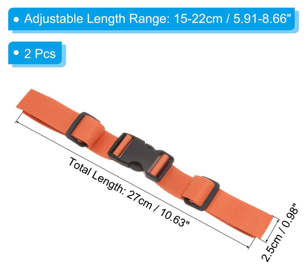 Rucksack Brustriemen 2 Pack Polyester Gurtband Einstellbar Ersatz Riemen mit Schnellverschluss Schnalle fš¹r Tasche Drau?en Wandern Radfahren Orange