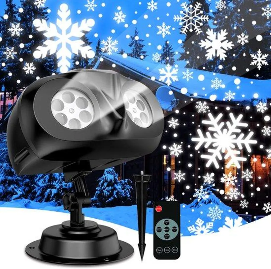 Décoration de Noël extérieure projecteur LED flocons pour façade et jardin