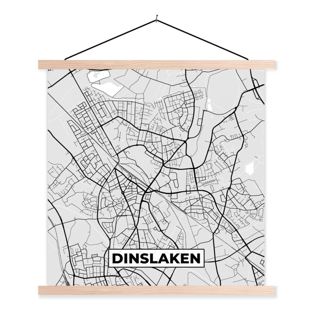 MuchoWow Textilposter Stadtplan - Deutschland - Karte - Dinslaken 40x40 cm mit holzfarbenen Rahmen - Posterleiste
