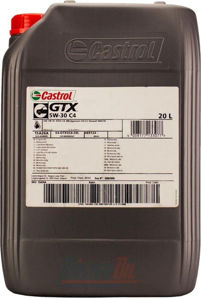 CASTROL GTX C4 für 5W-30 20 Liter Motoröl Motorenöl Synthetisch 226.51 RN0720 Öl