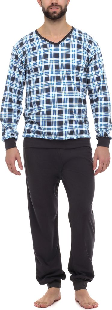 Timone Herren Schlafanzug TI30-107 (Kariert4 Graphit, L)