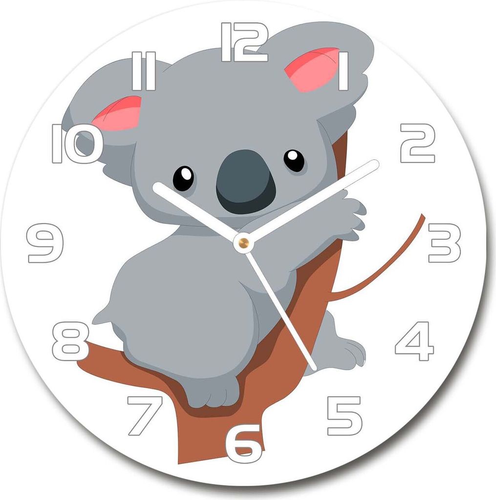Wanduhr aus Glas 30fi Glasbild Glasuhr Gehärtetes Glas - weisse-zeiger - Koala on the tree