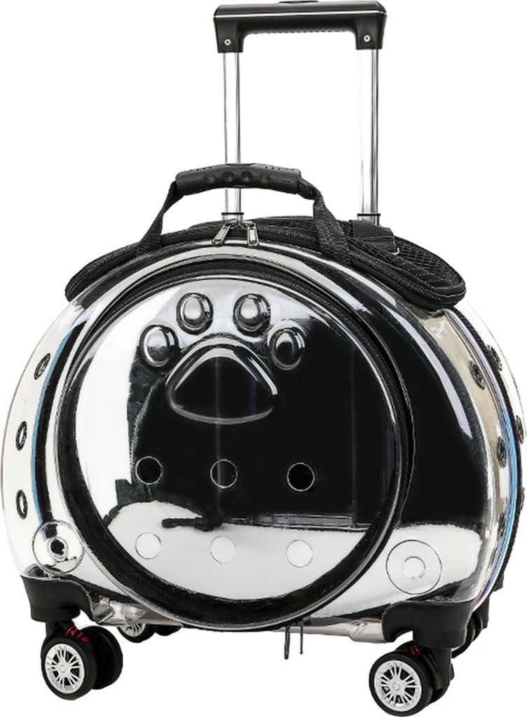 Pet Trolley Case Clear Ventilation Holes Silent Wheels Convenient Portable Cats Dogs Backpack for Travel