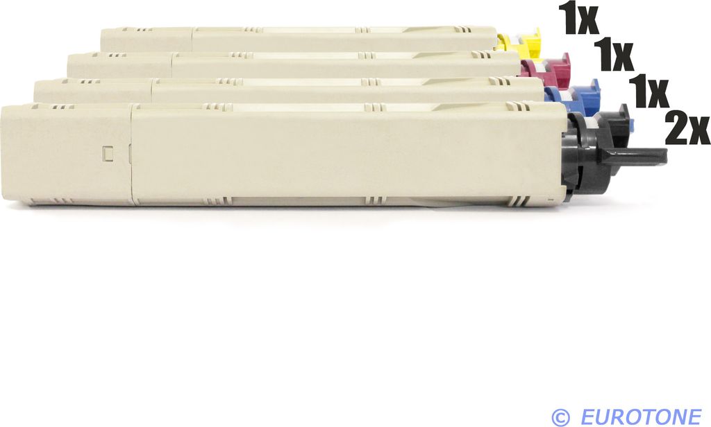 5x Eurotone Toner Alternative für OKI 43459332 Black Schwarz / 43459331 Blau Cyan / 43459330 Rot Magenta / 43459329 Gelb Yellow