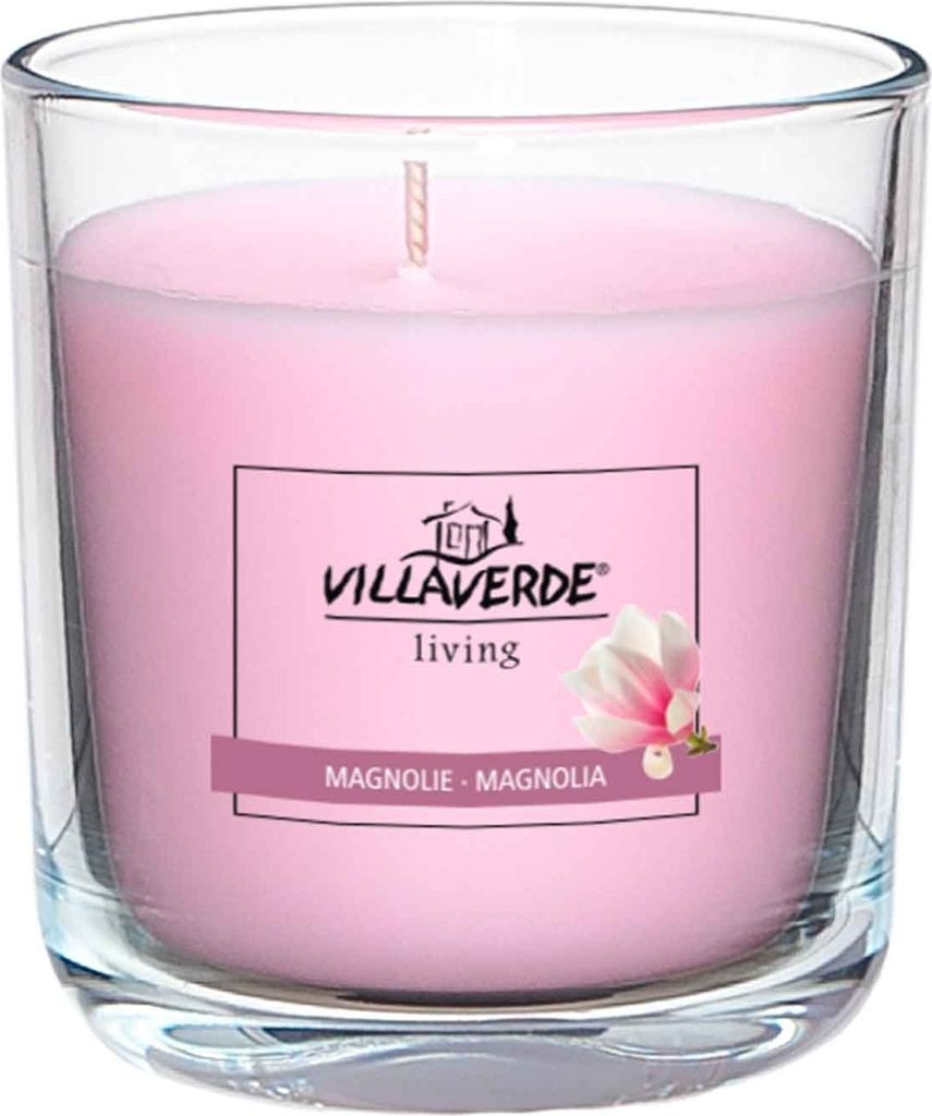 Duftkerze - Rosa - Glas - Ø 8 x H 8,8 cm - Magnolie