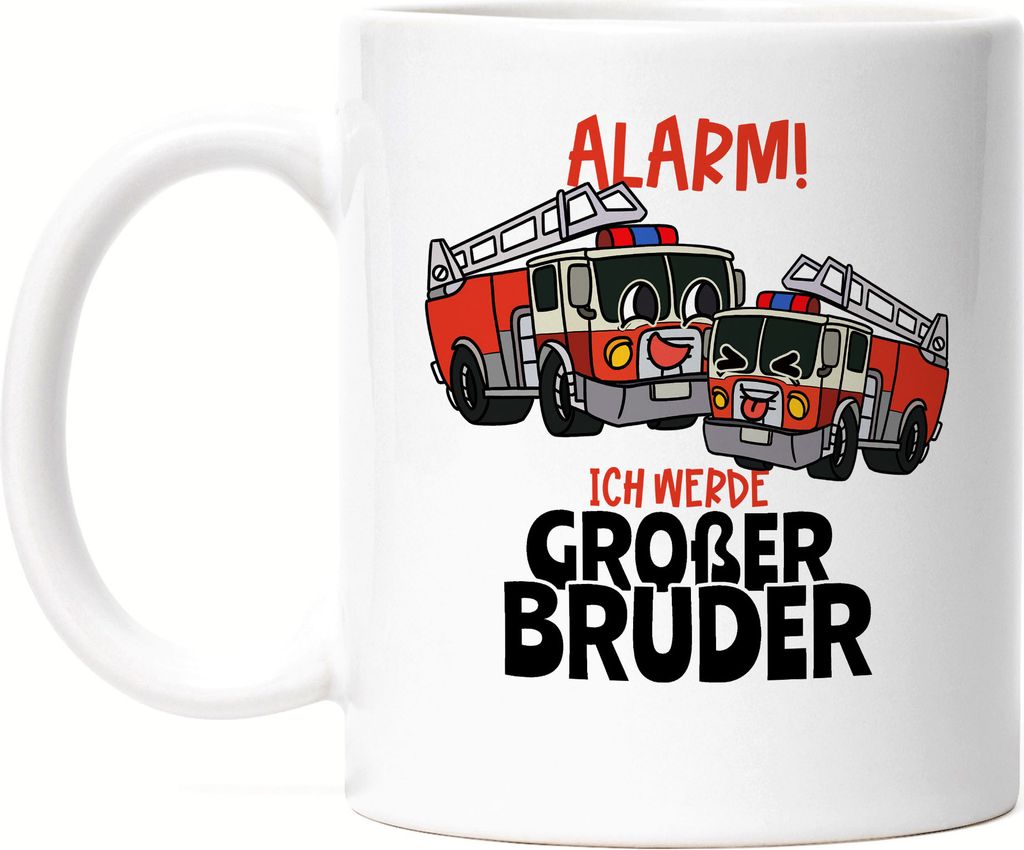 Ich Werde Großer Bruder Tasse Ankündigung Schwangerschaft Feuerwehr-Auto Alarm Babynews