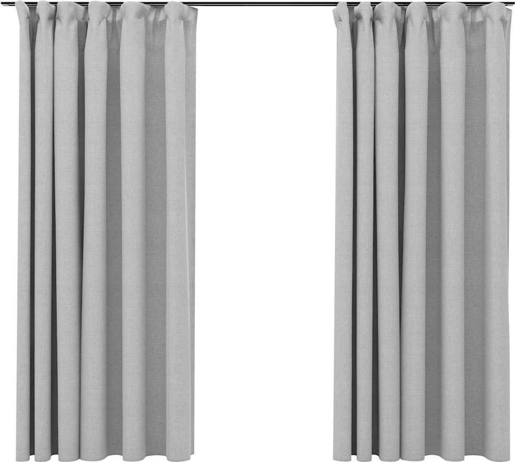 vidaXL Verdunkelungsvorhänge Haken Leinenoptik 2 Stk. Grau Produktbild 