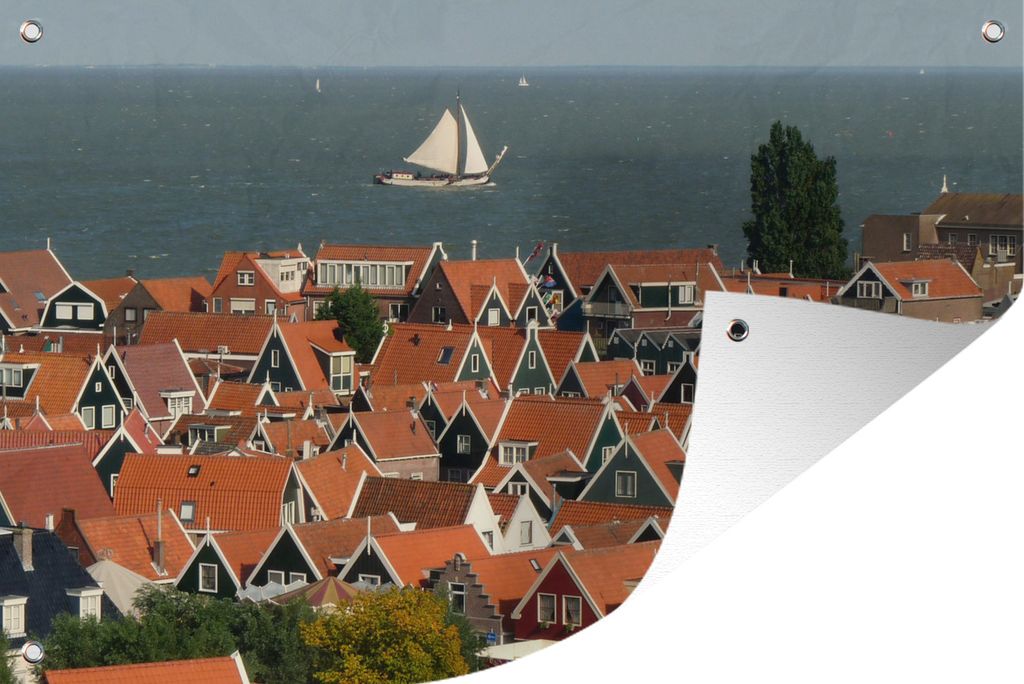 MuchoWow 90x60 cm Outdoor-Poster Gartendeko Sichtschutz Garten Poster für den Garten Volendam am Meer