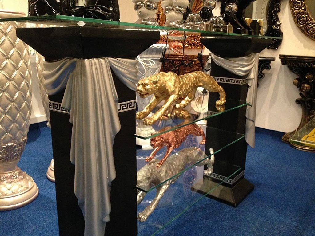 Fernseherregal Sideboard Wohnzimmer Regal Barock 100cm Hoch Medusa Mäander Standregal Handbemalt Retro Vintage