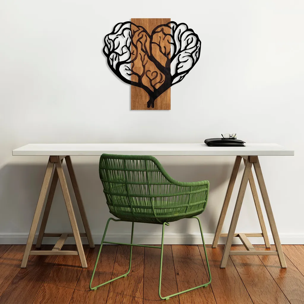 Wallity Brain- SKL2415 Noce/Nero 58x62cm - Arredo Parete Legno - 2
