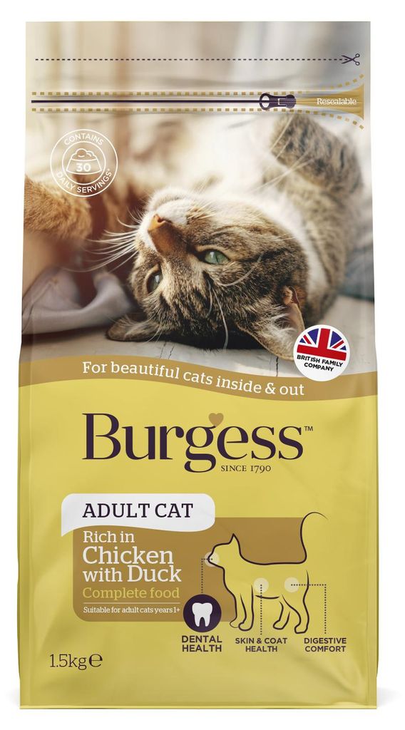 Burgess Adult Cat Bundle 1,5 kg – Ausgewogenes Trockenfutter für ausgewachsene Katzen