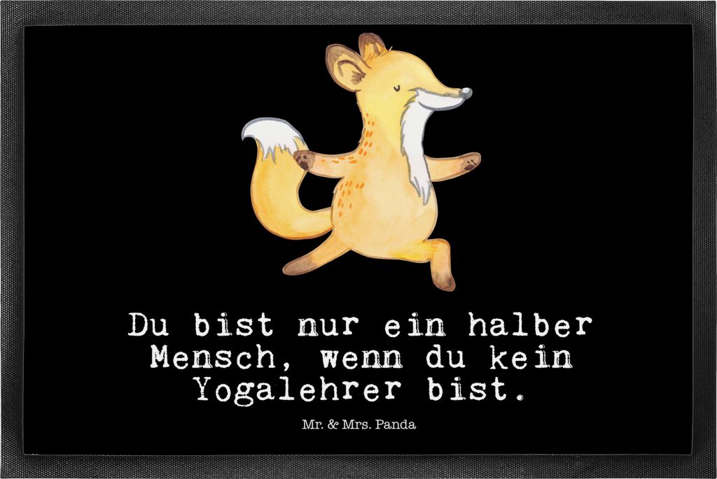 Mr. & Mrs. Panda fußmatte Yogalehrer Herz 50 x 75 cm - Schwarz - Geschenk, Schmutzfangteppich, bodenmatte, Schmutzfangmatte, abstreifer, Gummimatte