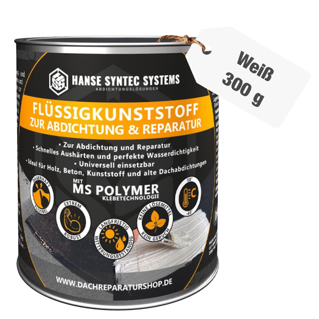 Flüssigfolie 300g Abdichtung DIY – Flüssigkunststoff für Dach Balkon Reparatur, wasserdicht, UV-beständig, Weiß