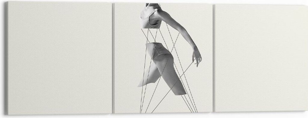 Bild auf Leinwand - Leinwandbild - 3 Teile - Surreal Ballerina Marionette - 150x50cm - Wand Bild - Wanddeko - Wandbilder - Leinwanddruck - Bilder -...