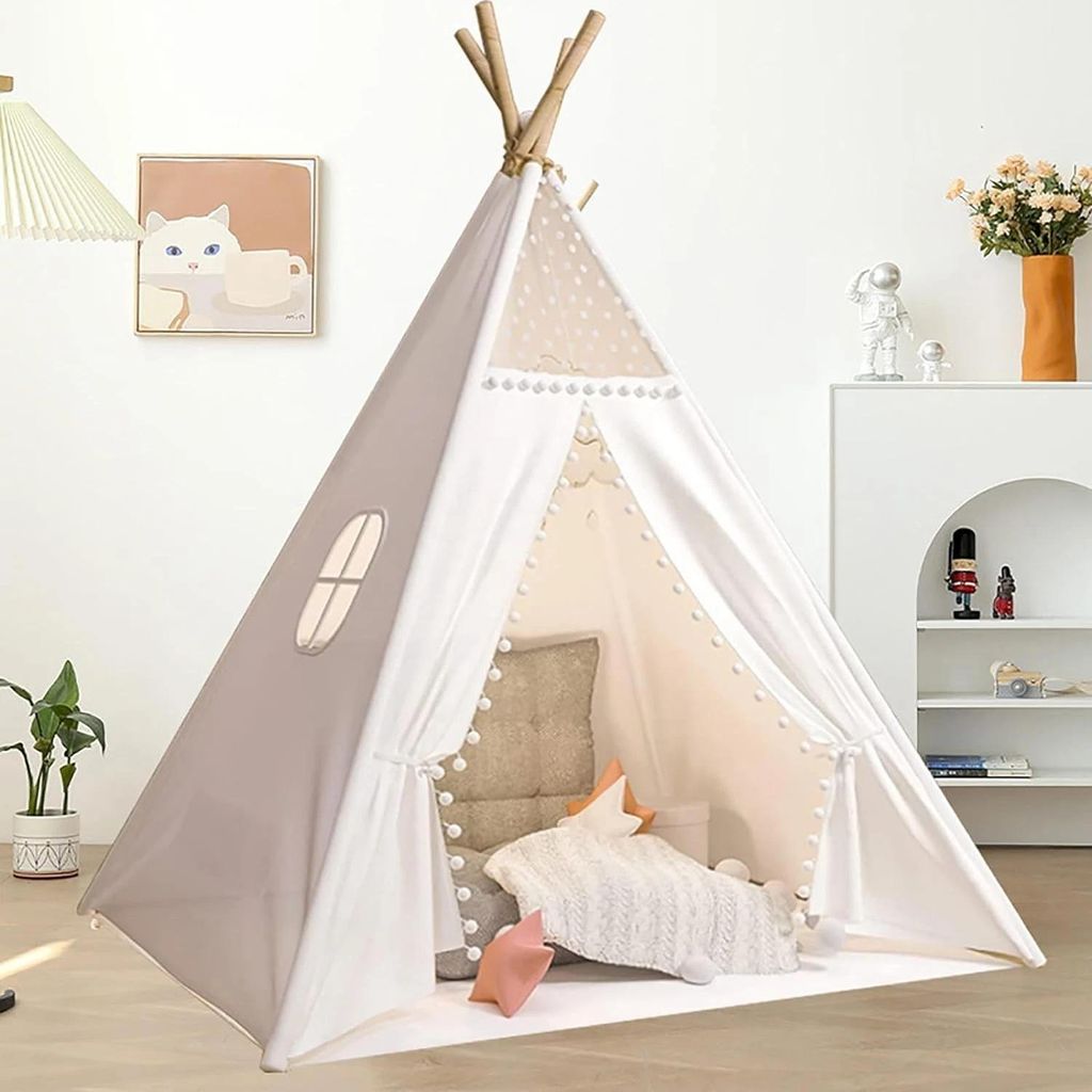 Tipi Zelt für Kinder Spielzelt mit Fenster Kinderzimmer Teepee zelt