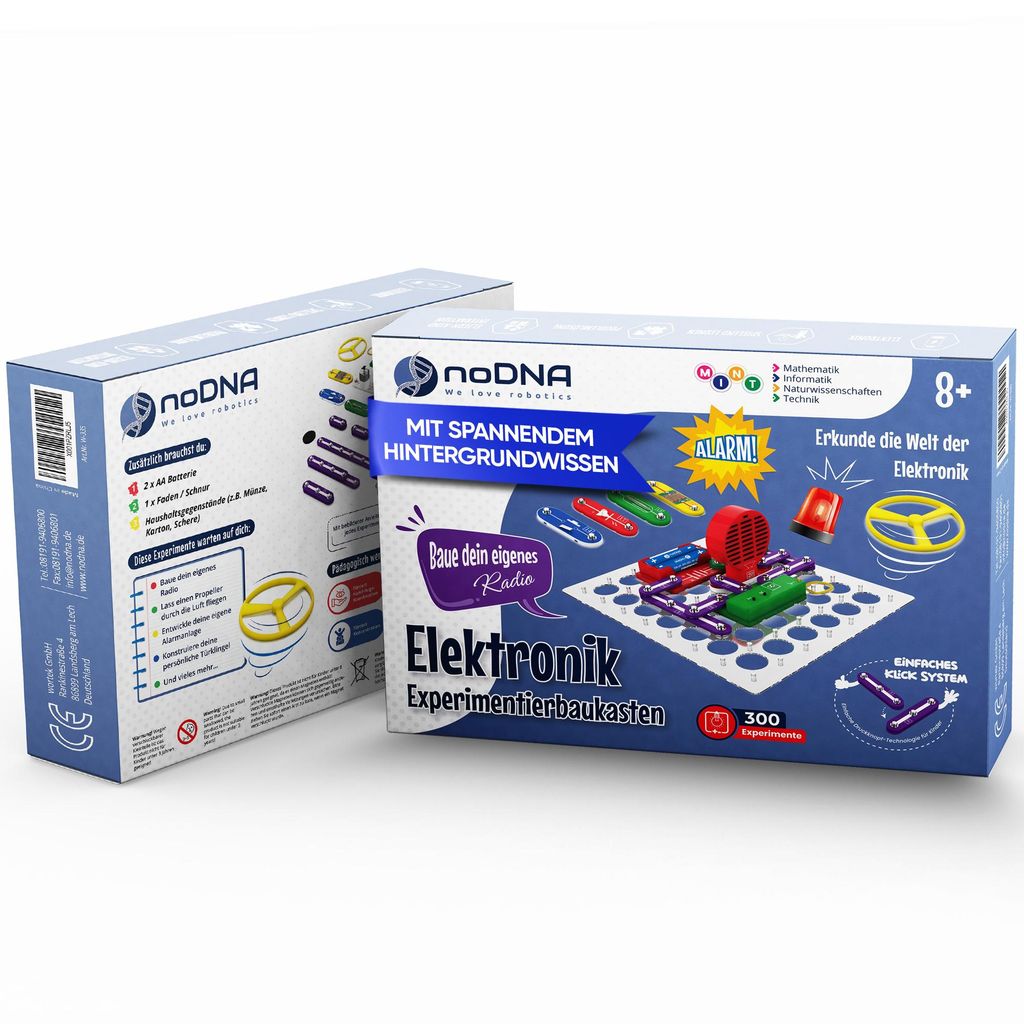 noDNA Elektronik Baukasten – 300 spannende Experimente für Kinder ab 8 Jahren, Elektronik Experimentierkasten inkl. Lernquiz & bebildeter Anleit...