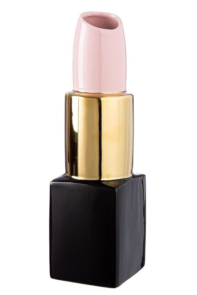 Gilde Vase, Lippenstift, "Milano", Keramik, rosa, VE 2, L. 9 cm, B. 9 cm, H. 30 cm Höhe: 30.00 cm Breite: 9.00 cm Tiefe: 9.00cm 32916