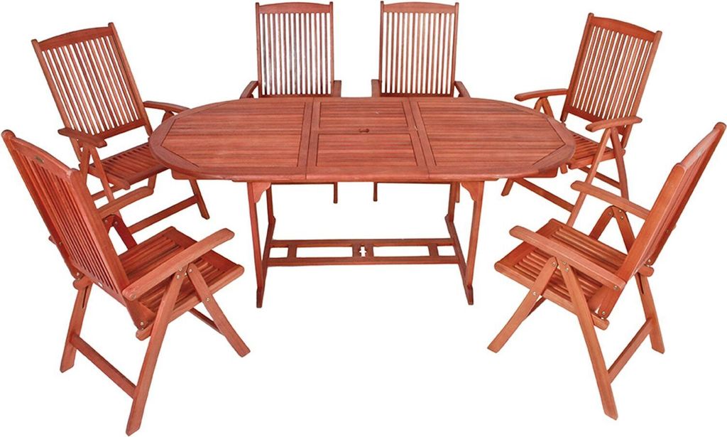 Garden Pleasure Sitzgruppe Stockholm, braun Holz, 7-teilig Produktbild 