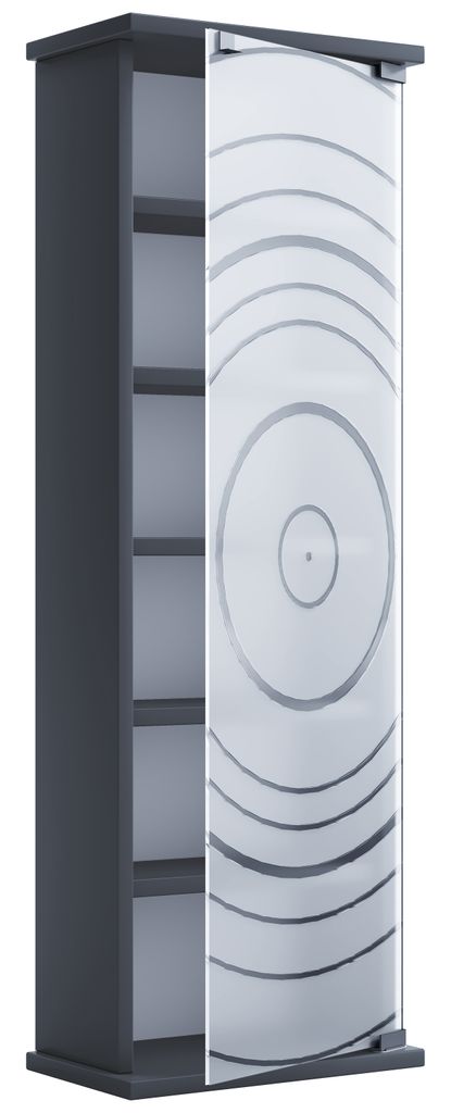 TilanoM vitrinekast CD, DVD 6 planken 1 deur antraciet. Productafbeelding 