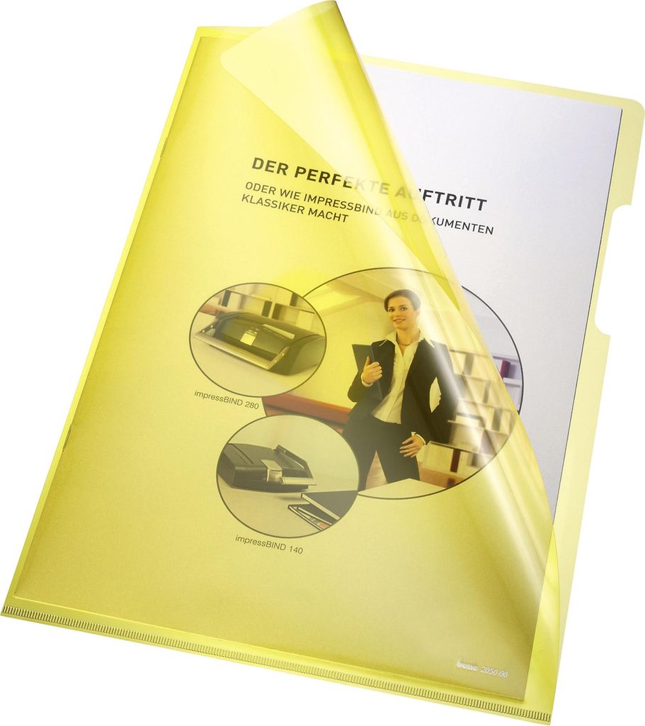 Bene 205000GE, 210 x 297 mm (A4), Gelb, Polyvinylchlorid (PVC), Glanz, Porträt, Oben & Seite