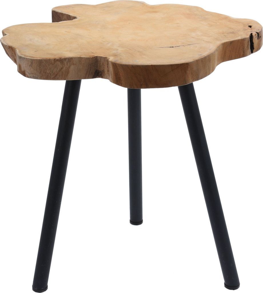Spetebo massiver Teakholz Beistelltisch, rund, schwarz / Produktbild 