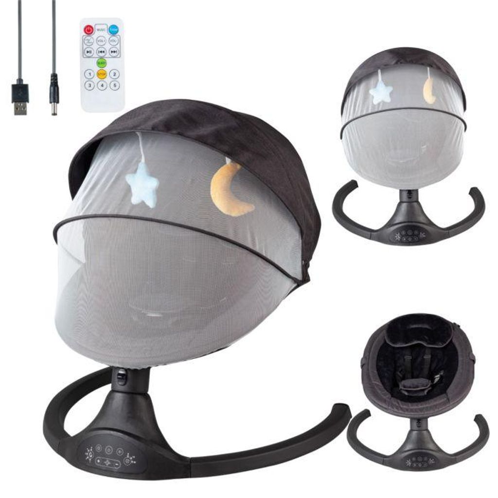 Bebies First Elektrische Babywippe Schwarz – Babyschaukel Produktbild 
