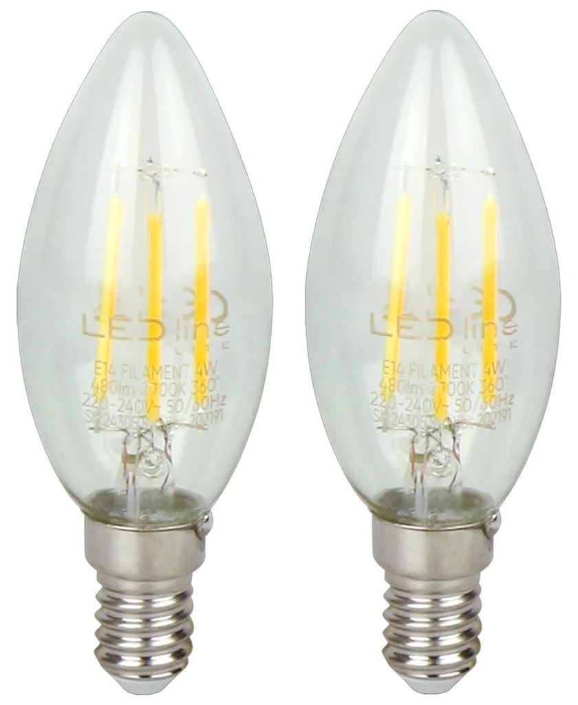 LED Line E14 LED-Lampe B35 4W 480lm 2700K warmweiß 2 Stück Produktbild 