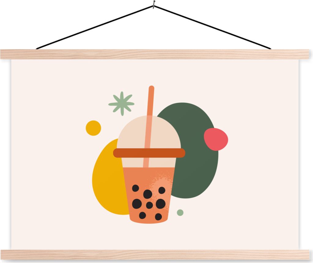 MuchoWow Textilposter Sommer - Minimalismus - Formulare 120x80 cm mit holzfarbenen Rahmen - Aufhängeset