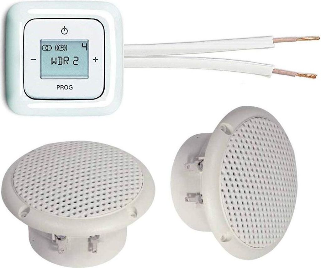 Busch Jäger Unterputz Radio Unterputzradio 8215 U (8215U) alpinweiß Komplett-Set Reflex SI + 2 x Deckenlautsprecher (Feuchtraum/Badezimmer) Einba...